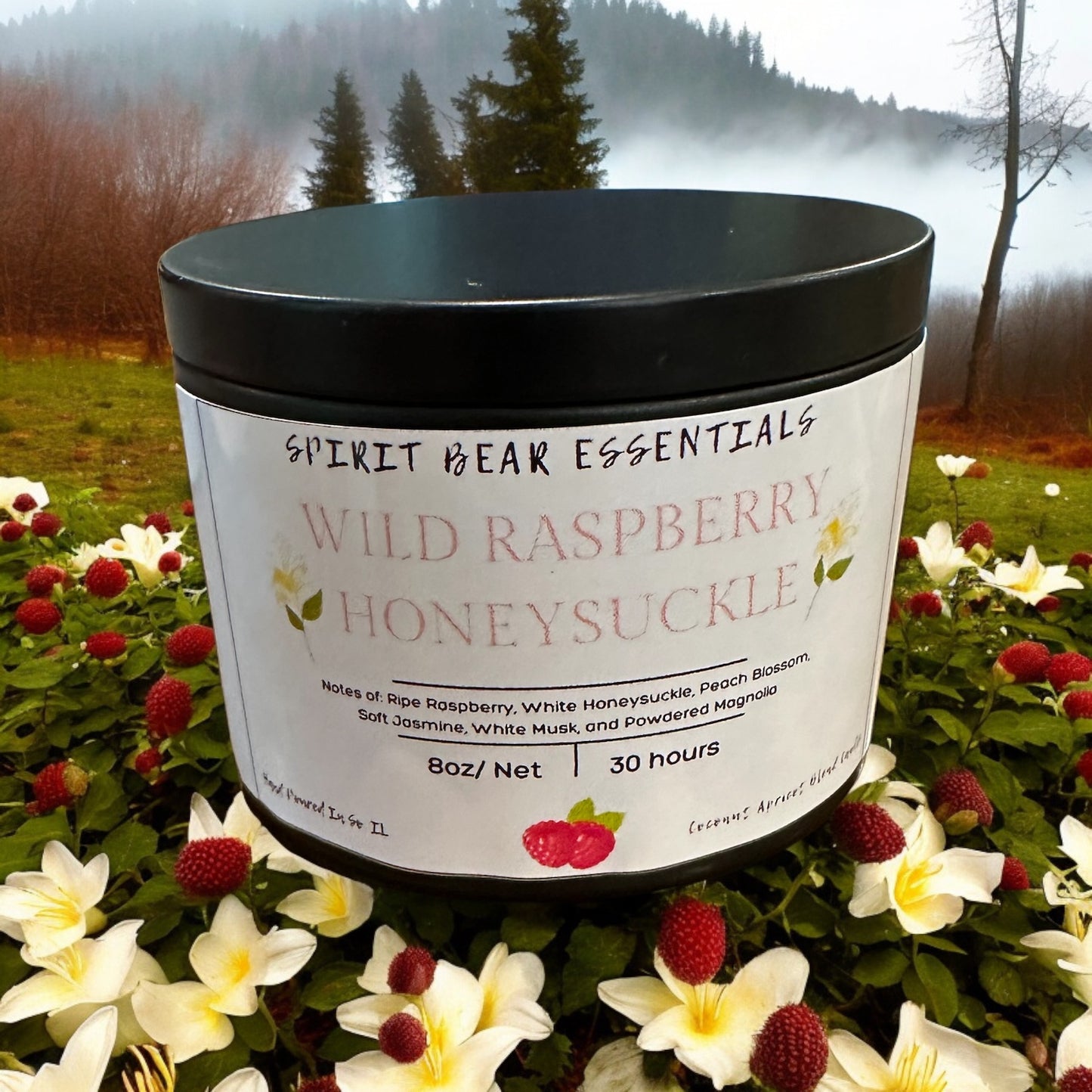 8oz Wild Raspberry Honeysuckle Candle